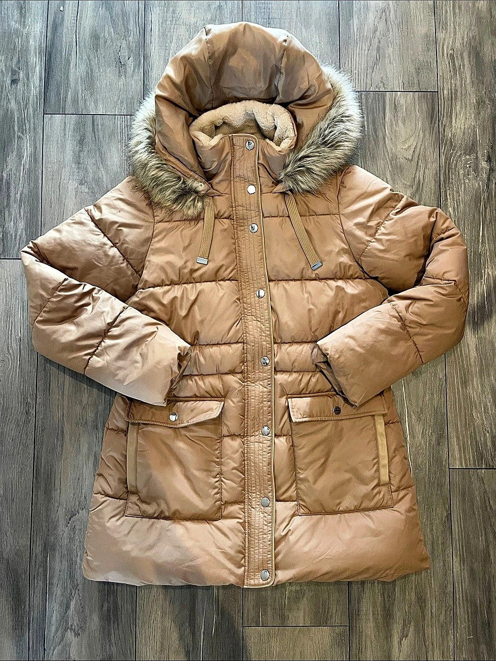 Vero Moda Puffer Coat in Brown Large Like New